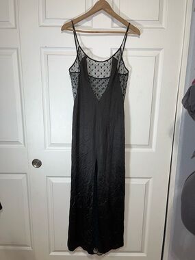 VTG Blanche by Ralph Montenero Black Sheer-Panel Maxi Slip Dress